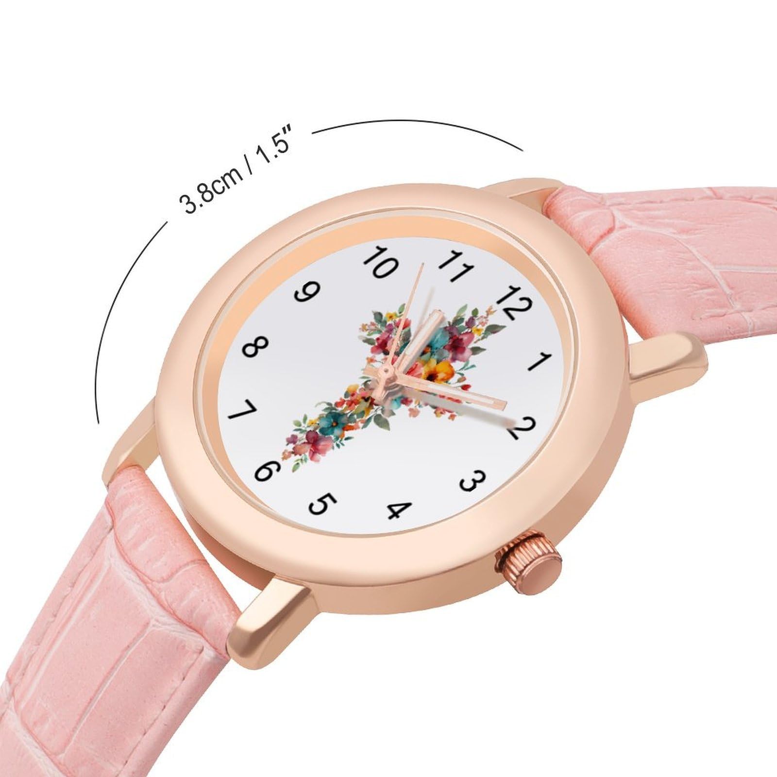 Floral C-Ross Damen-Armbanduhr, leicht ablesbar, flexibel, drei Zeiger, rundes Gehäuse, Quarzuhr für kleine Handgelenke