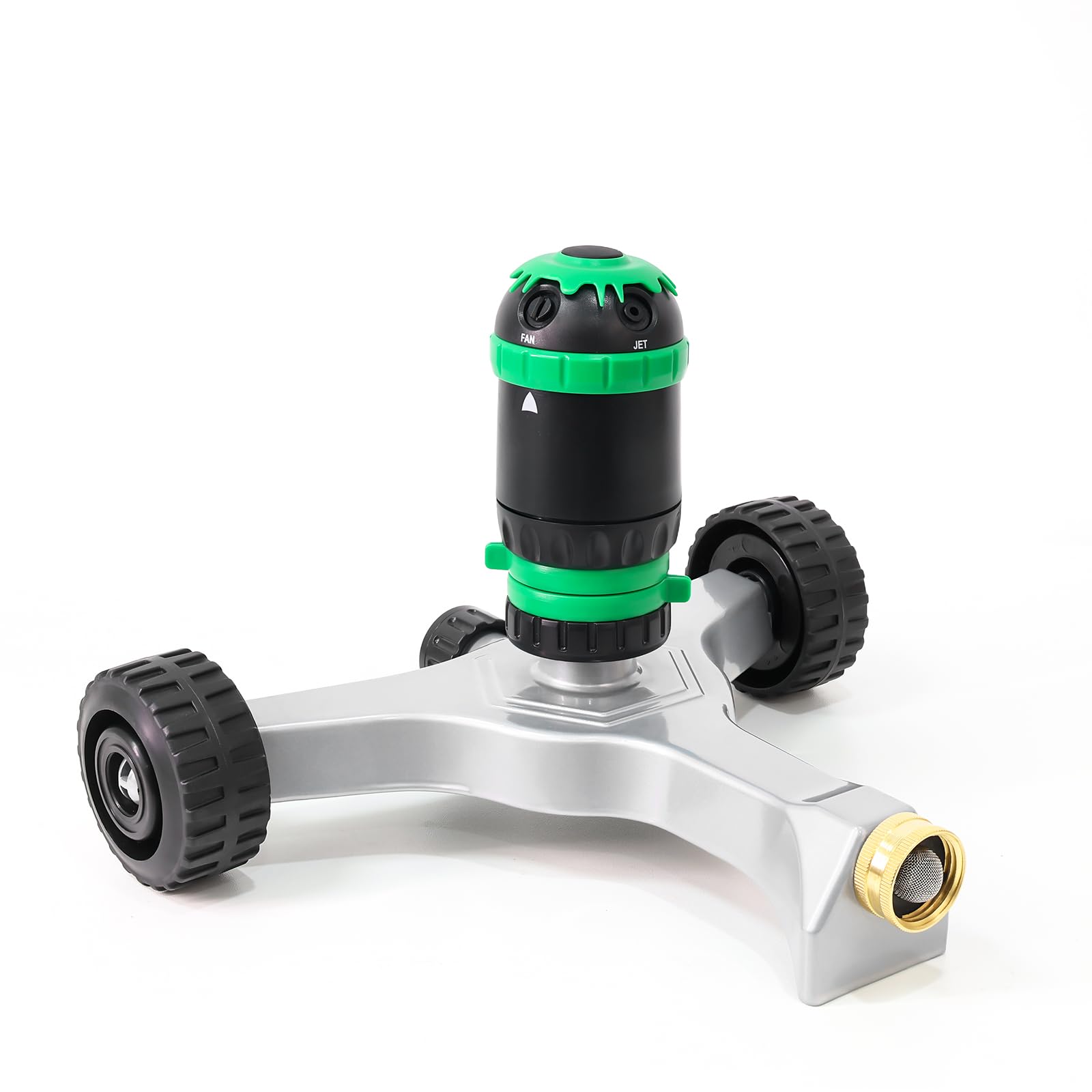 RESTMO Gear Drive Sprinkler with Wheeled Base, 5-Pattern Multi-Adjustable Lawn Sprinklers for Yard, Heavy Duty Watering System for Garden Plant, Flower Bed and Large Area Watering