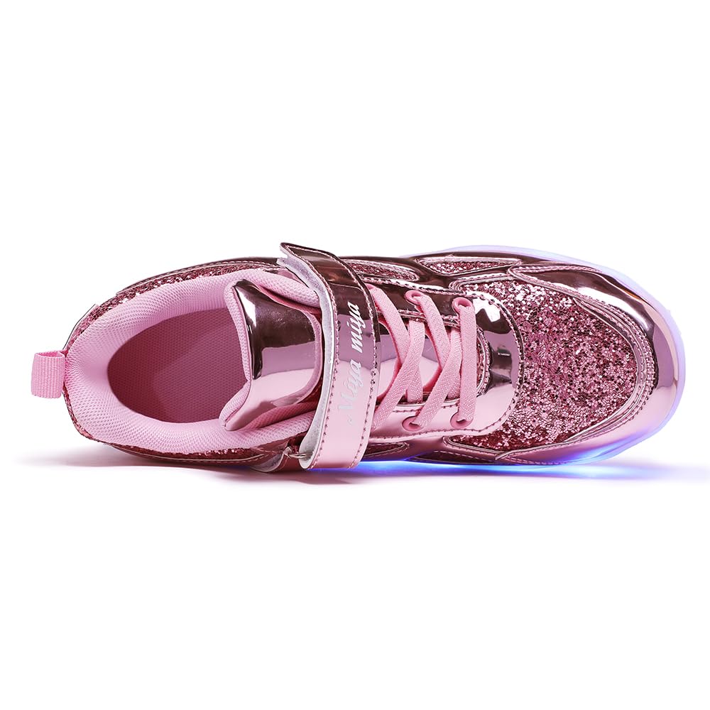 USB Ricarica LED Luci Brillantini Skateboard Scarpe Sportive con Rotelle Retrattile Sneakers Outdoor Multisport Luminose Running Calzature da Ginnastica per Bambini Regalo di Compleanno