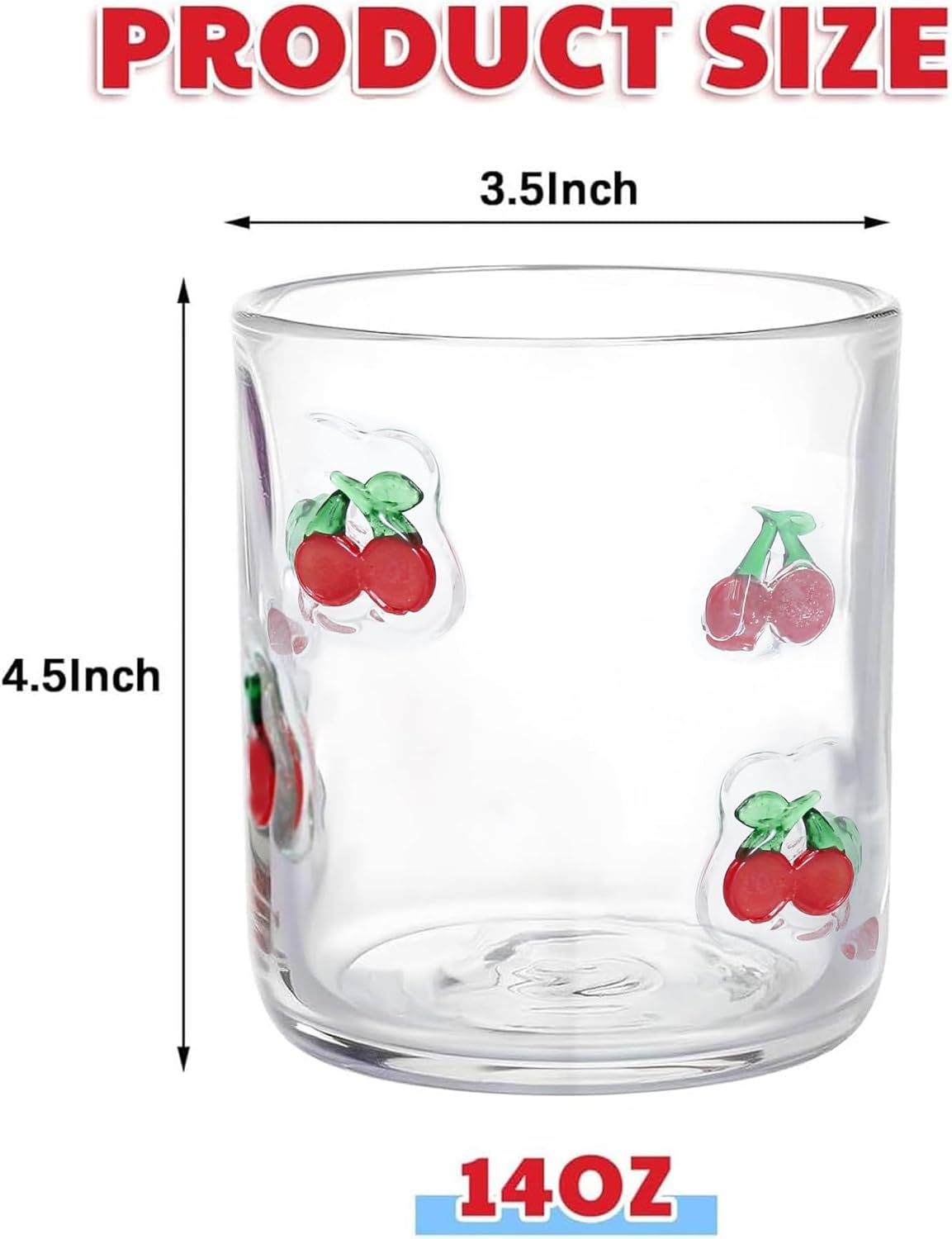 2 Pack Icon Juice Glass, Old Fashioned Transparent Cup Heat & Cold Resistant Coffee Cup with Heavy Base, Cute Cocktail Glass Drinking Mug 14 oz, Unique Design for Birthday Gift