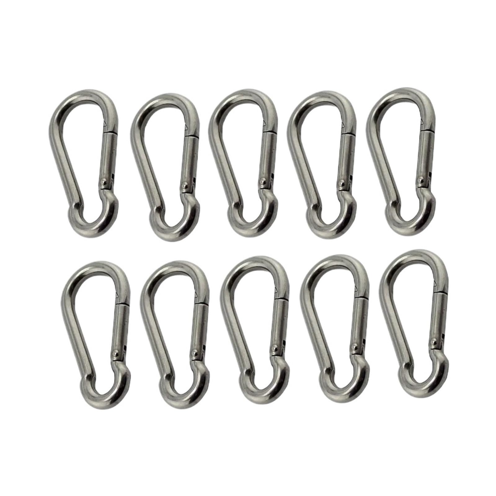 10 pezzi argento moschettone in acciaio inox 50 mm 60 mm 70 mm 80 mm lunghezza grande resistente