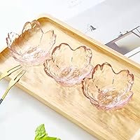 Vista 5 de Juego de 4 platos de salsa Sakura, platos de aperitivo de cristal con flor de cerezo rosa, cuencos de inmersión, platos de degustación, platos