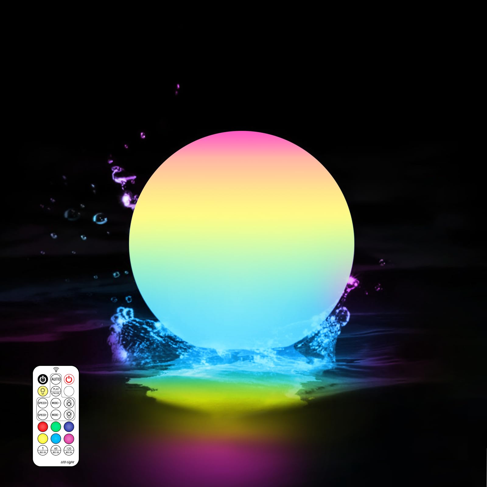 Photo 1 of LOFTEK 3-inch Floating Pool Lights, Color Changing Rechargeable Pool Lights, IP65 Waterproof LED Ball Light, Bathtub Lamp, Remote Control, Sphere Orb for Patio, Yard, Nursery, Decor, Gift (1 Pack)