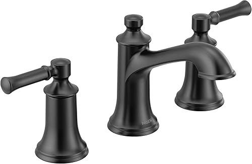 Moen T6805BL Dartmoor - Grifo de baño extendido de dos manijas, requiere válvula, negro mate