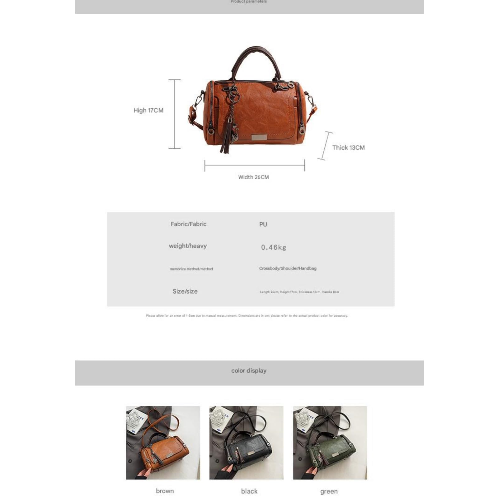 Borsa da Donna A Tracolla in Stile retrò con Grande capacità-Marrone