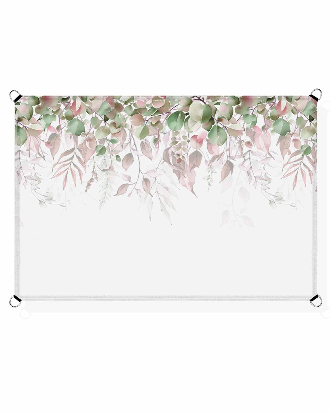 Boanket Sun Shade Sail 12' x 16', Weeping Teal Orange Botanical Sun Blocking Shades Privacy Outdoor Covering, Spring Eucalyptus Leaves Shade Cloth for Patio Deck Terrace Garden Lawns Beach Backyard