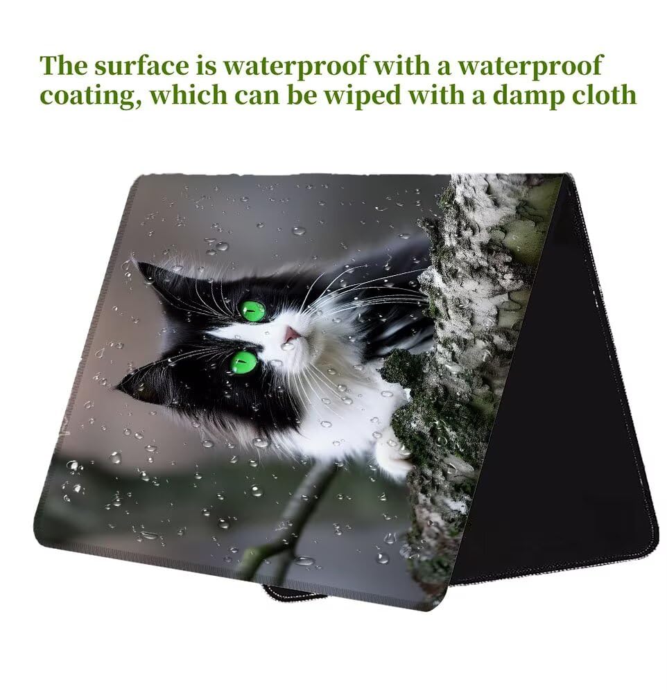 Alfombrilla Ratón, Alfombrilla Gaming Gato XXL 1200x600x3mm, Extendida Base de Antideslizante Caucho Mouse Pad Animal, Protector Escritorio con Bordes Cosidos, Mejora la precisión y la Velocidad H-0