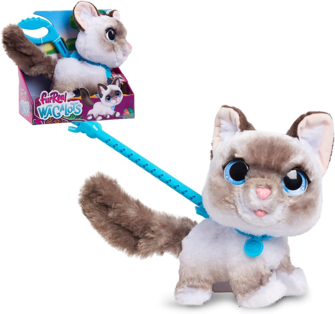 Just Play furReal Wag-A-Lots Kitty Interactive Toy, 8-inch Walking Plush Cat with Sounds, Soft Plushie, Kids Toys for Ages 4 Up