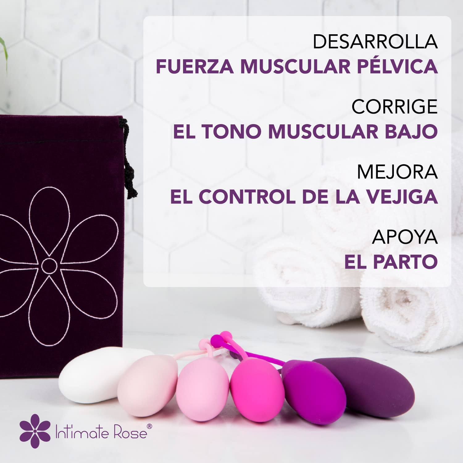 Intimate Rose - Pesas para Ejercicios Kegel de Intimate Rose - Control de la Vejiga y Ejercicios del Suelo Pélvico Silicio de próxima generación Rosa