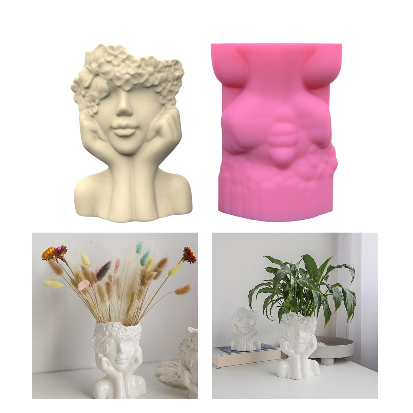 Forma de figura artística, florero, forma artística de la figura humana, maceta de silicona, maceta para la fabricación hecha a mano de los amantes de las formas de macetas