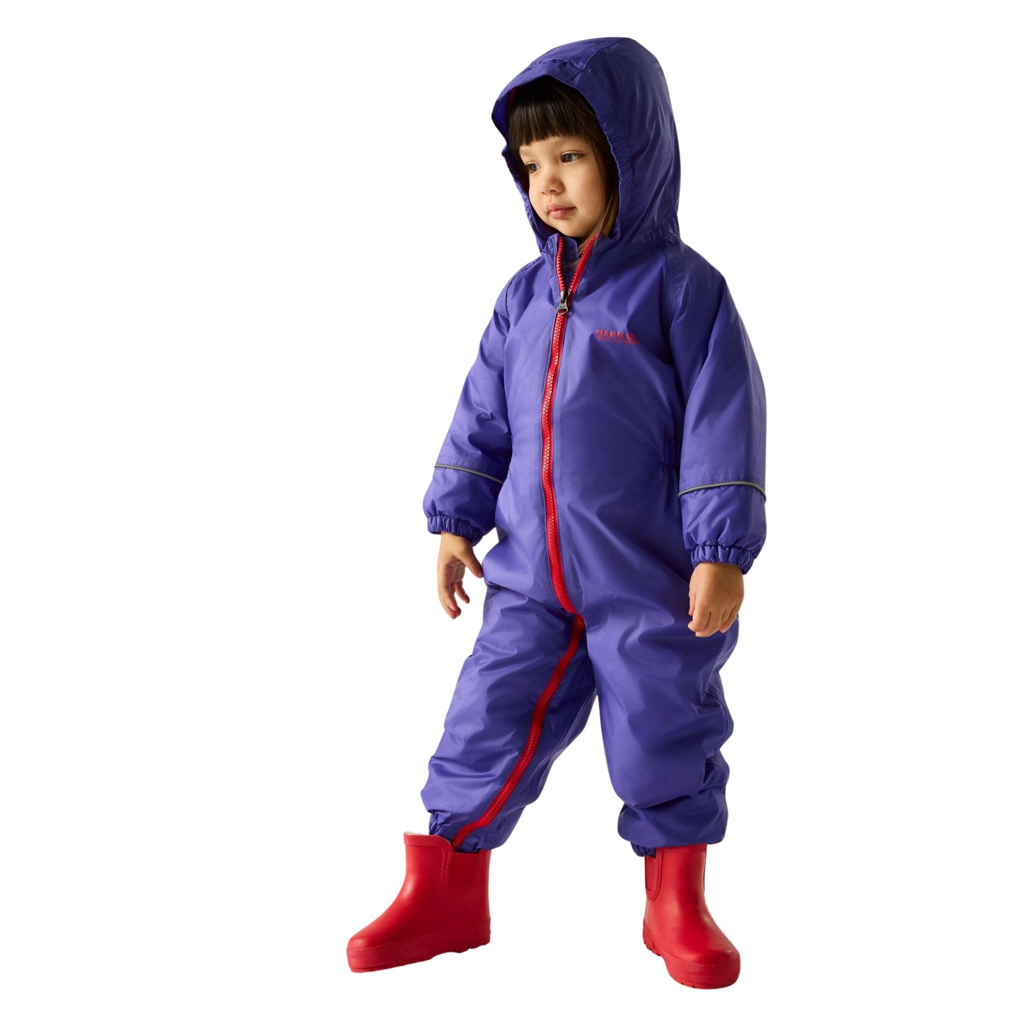 Regatta Kids Splosh Iii Waterproof & Breathable Insulated All-In-One Outdoor Rain Suit,Blue,Size 6-12 Month