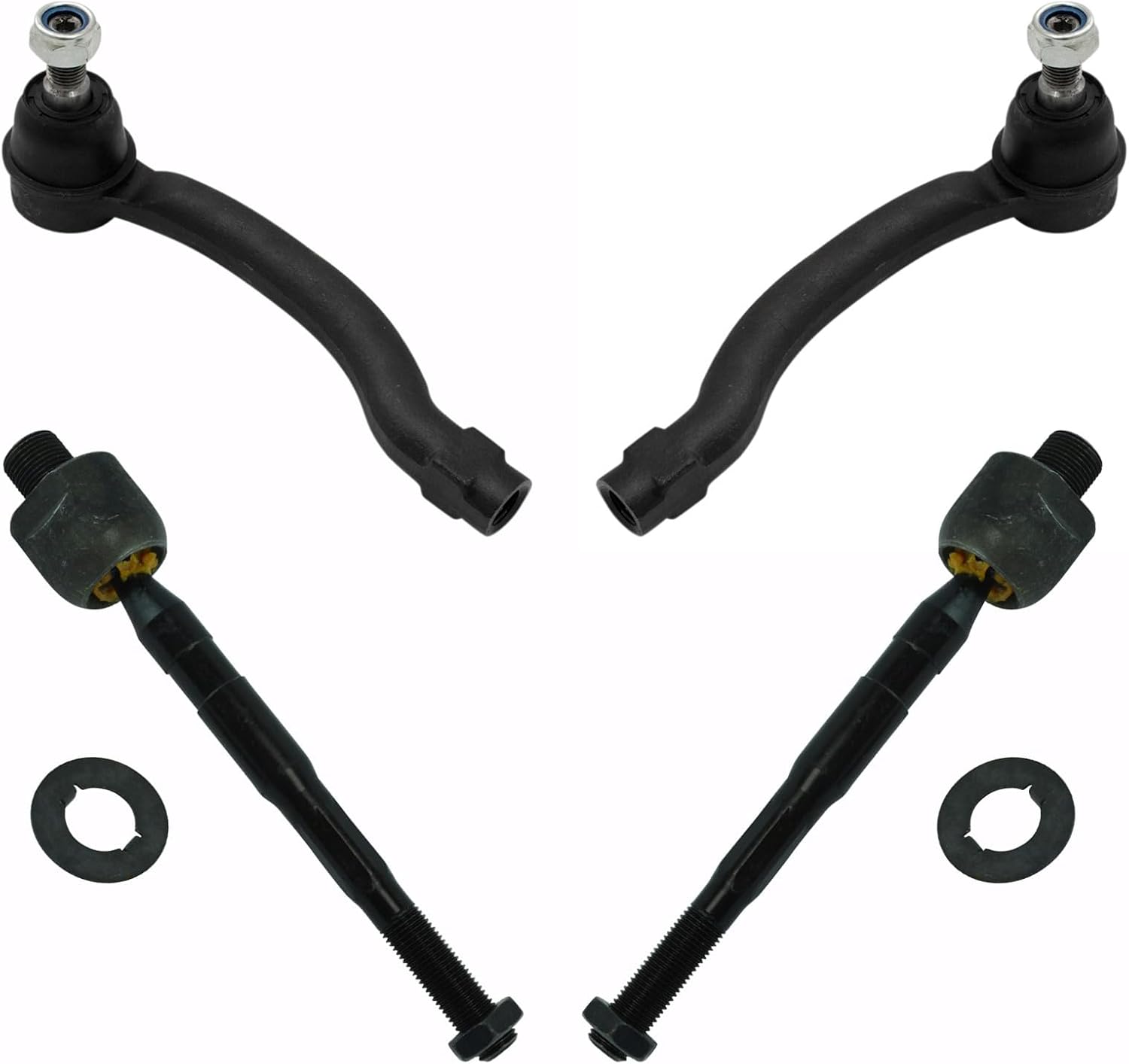 Inner and Outer Driver and Passenger Side Tie Rod Set 4 Piece Compatible with 2009-2015 Honda Pilot