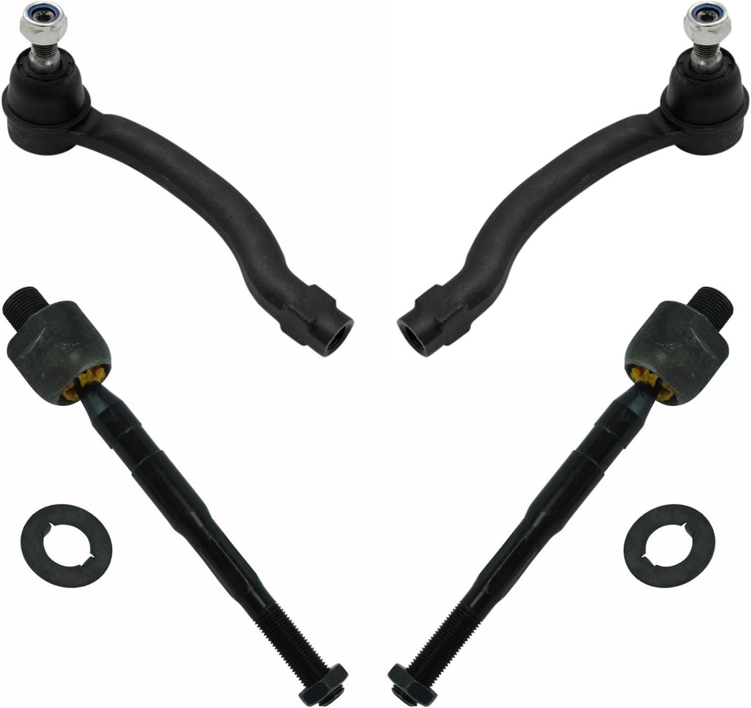 TRQ Inner and Outer Driver and Passenger Side Tie Rod Set 4 Piece