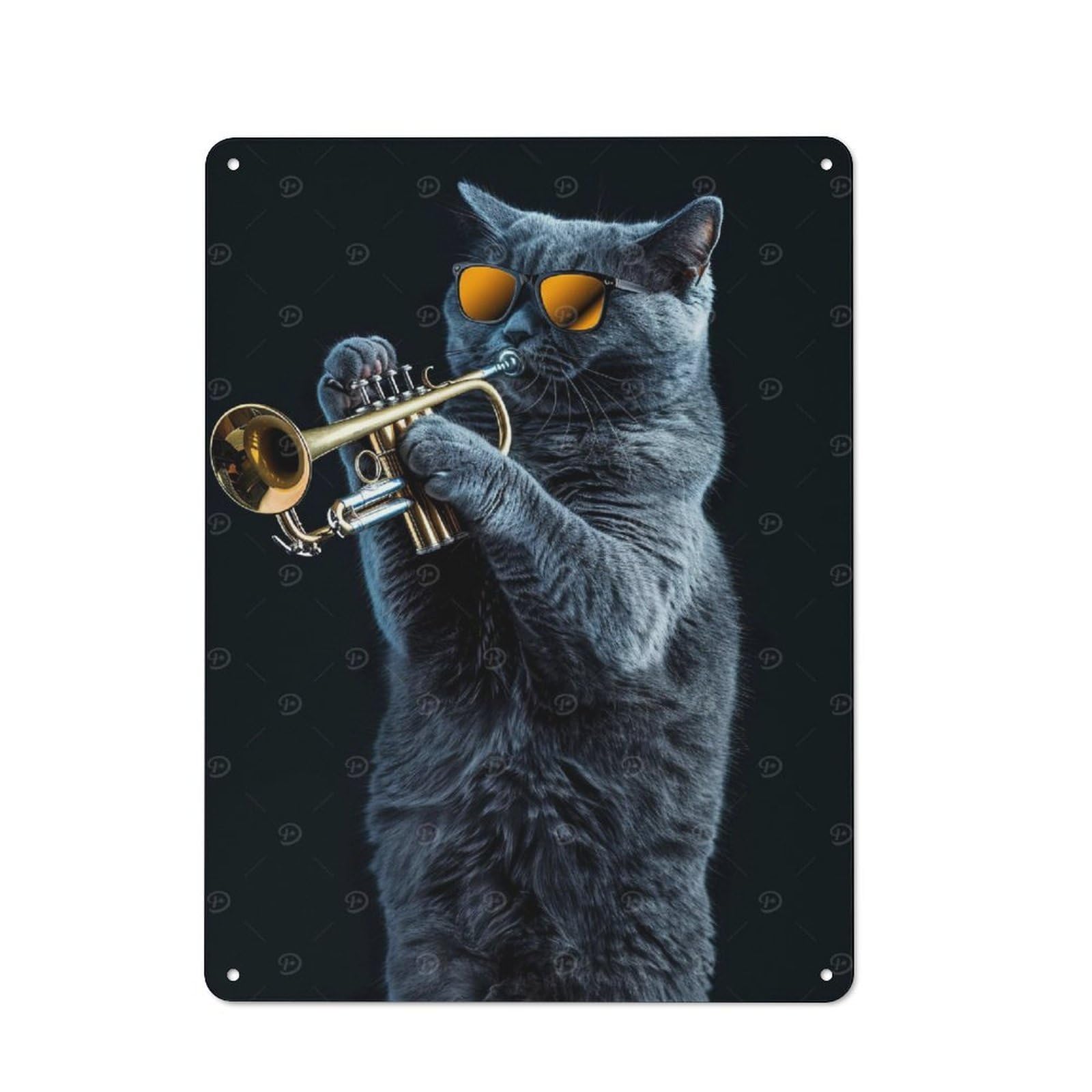 Junmoney Style-9 Tin Wall Plaque 40X30cm With Russian Blue Trumpet For Guest Room Or Hallway, A Decorative Christmas Gift For Home Decor Collectors