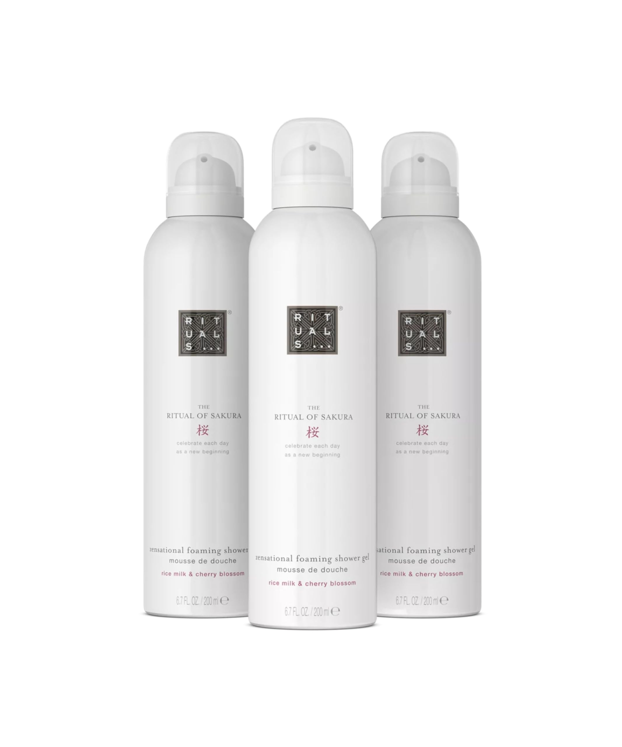 RITUALS The Ritual of Sakura Pack Ahorro con 3 Espumas – Geles con Flor de Cerezo y Almendra Dulce, Gel Renovador – 3 x 200 ml | Rica ducha de limpieza con fragancia icónica, paquete de ahorro