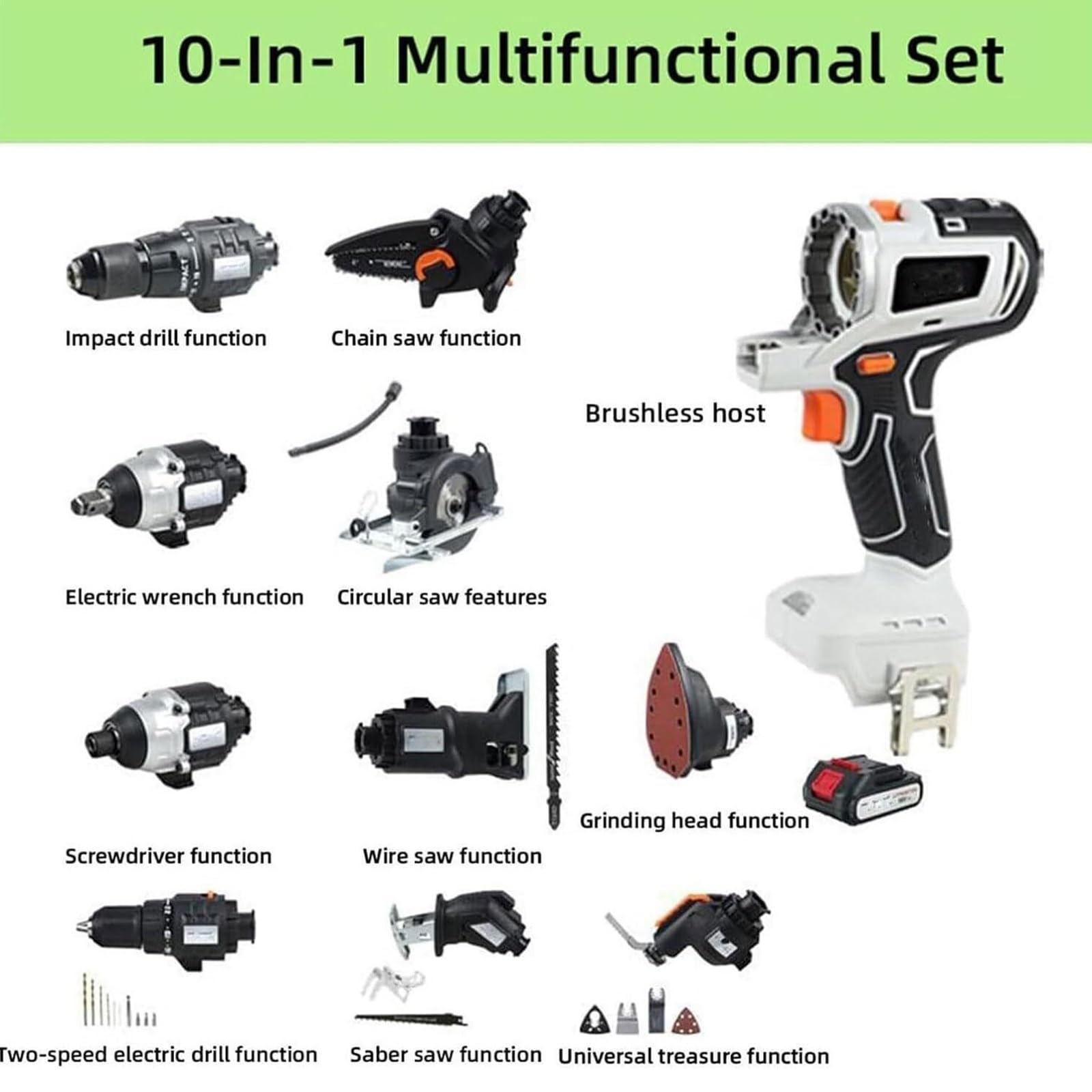 Kit d'outils électriques sans fil, design sans balais, batterie rechargeable de 6000 mAh, ensemble d'outils multifonctions portables pour projets de bricolage