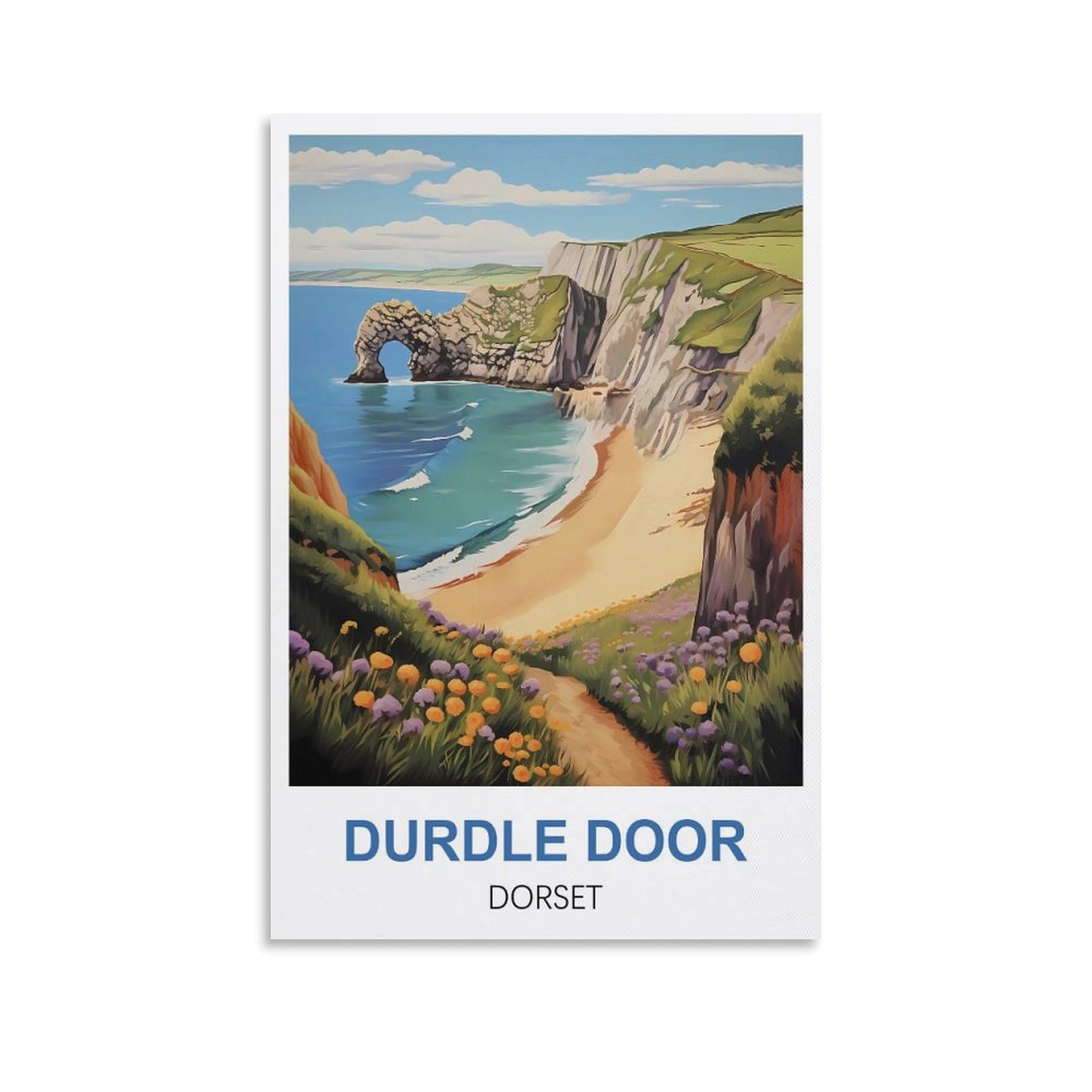 Ctzikww Unframe-Style Durdle Door Dorset Vintage Travel Poster 08X12inch(20X30cm) Canvas Art Prints Picture Wall Art Painting