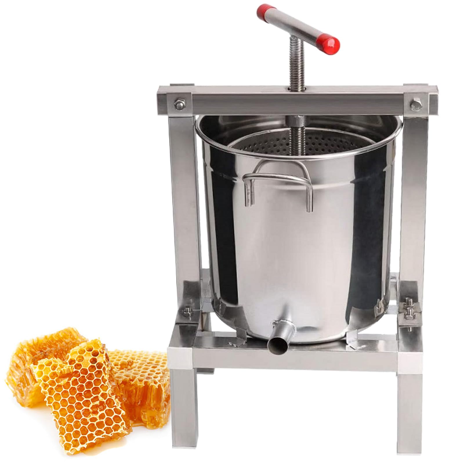 YXYLJOZ Fruit Juice Press, 10L DIY Large Fruit Honey Presser Beeswax Presser Beekeeping Machine and Cider, Portable Press with Stainless Steel Strainer for Wine, Grape