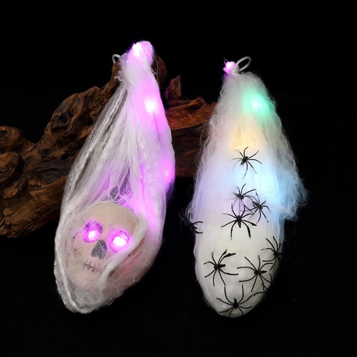 OSALADI 5 Pezzi Decorazione Halloween Scheletro Luminoso da Appendere in Plastico e Tessuto, Addobbo Teschio Luce per Stufa e Festa di Halloween