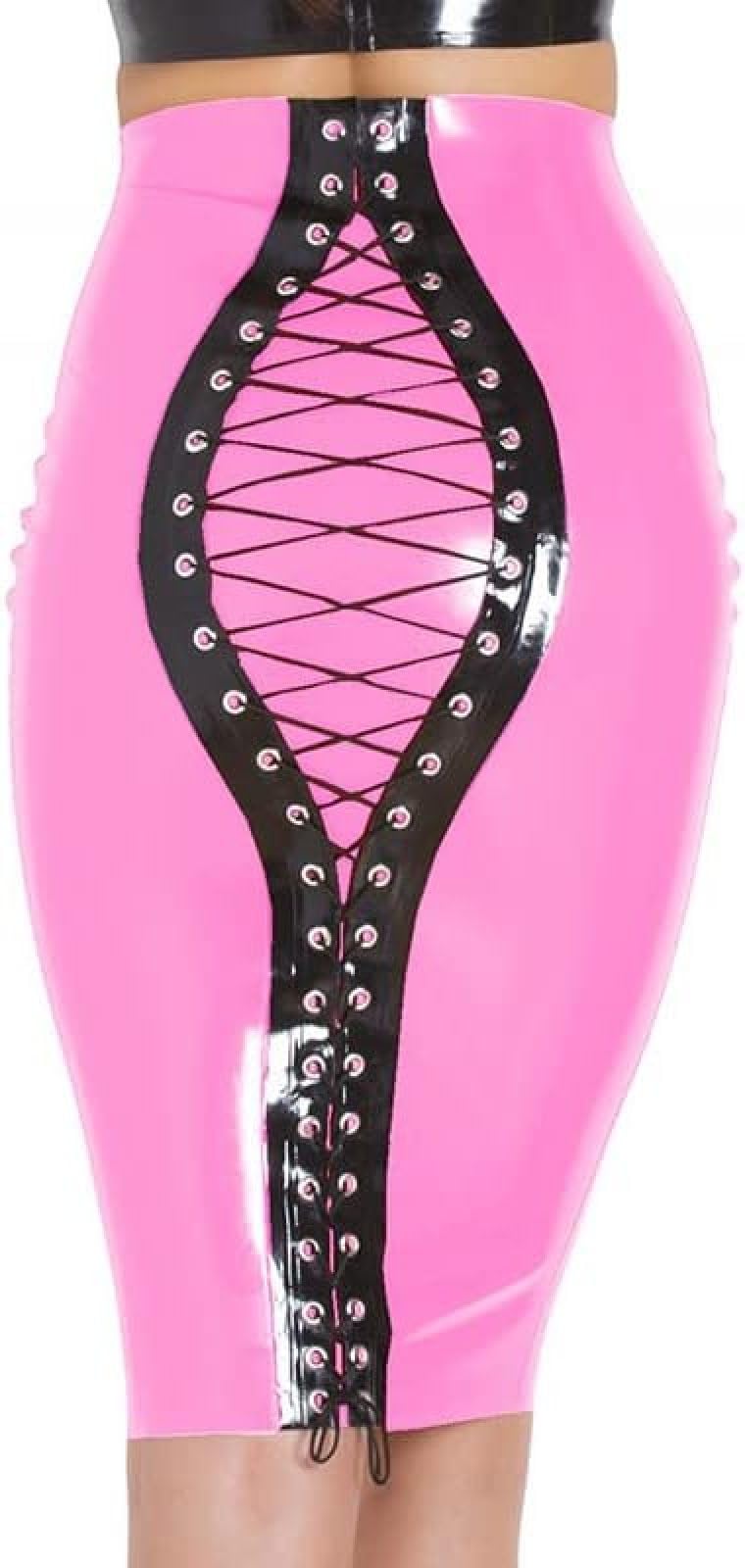 Faldas De Tubo Para Mujer, Falda Abierta Ajustada De Talle Alto Con Cordones, Minifaldas Ajustadas De Cuero De Látex De PVC De Verano,Plata,SG