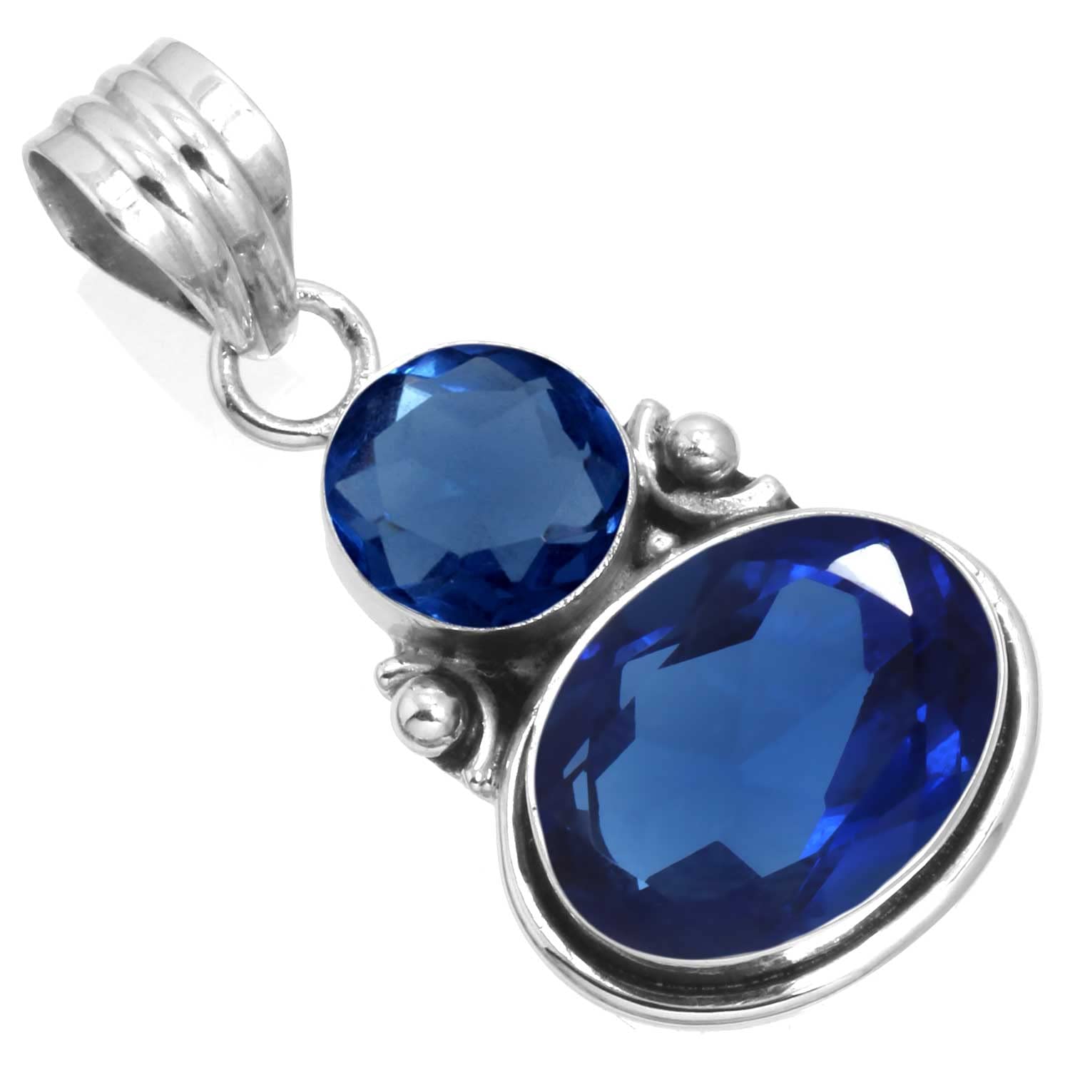 jeweloporium 925 Sterling Silver Handmade Pendant for Women Oval Round 2 Gemstone Statement Jewelry for Gift (99509_P)-picture-39