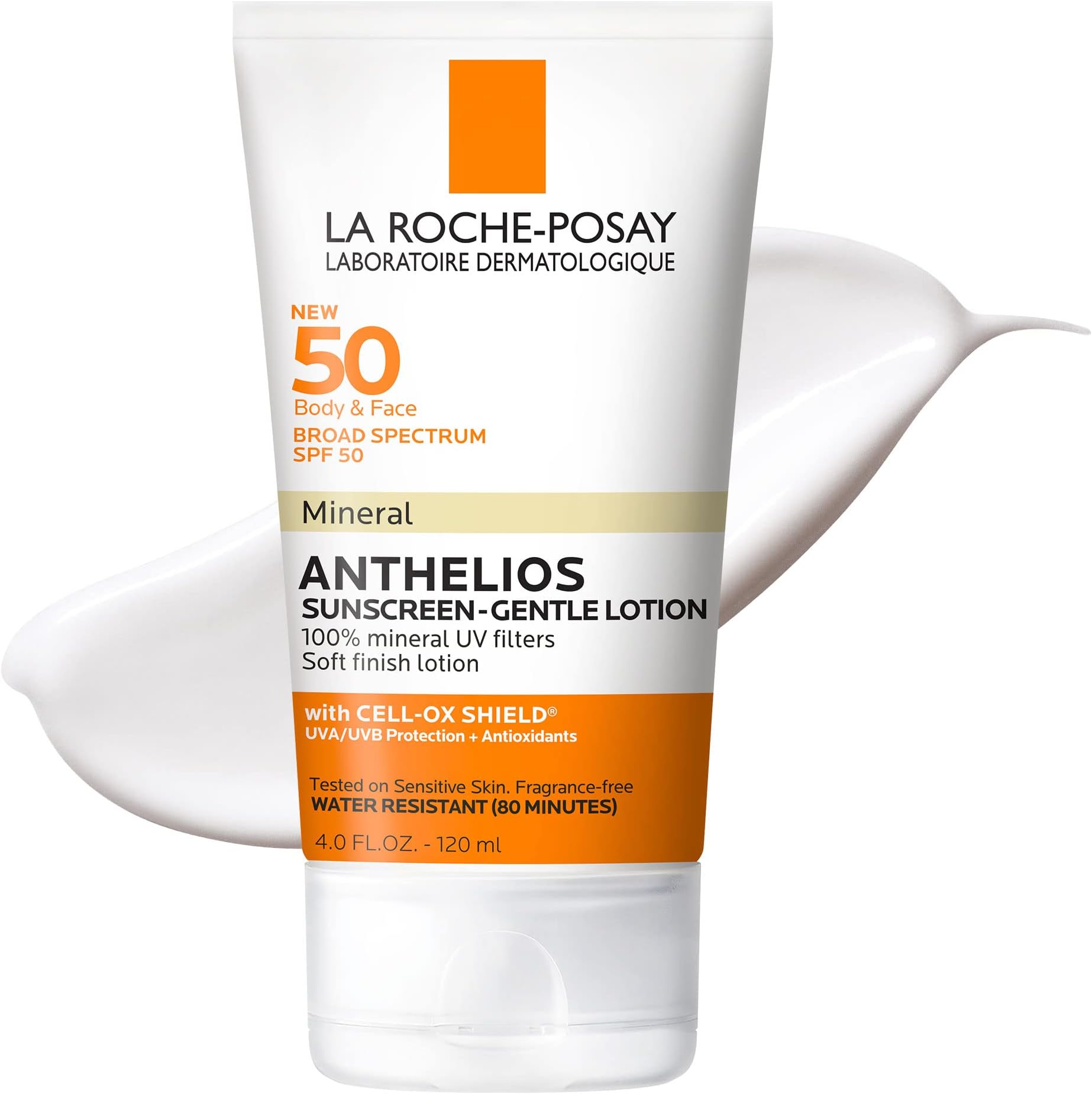 Anthelios Mineral Sunscreen SPF 50 Gentle Lotion, Broad Spectrum SPF + Antioxidants, Face & Body Sunscreen, Titanium Dioxide & Zinc Oxide, Oxybenzone Free, Oil Free