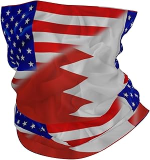 America and Bahrain Triangle Flag Balaclava Bandana Headband Headwear Scarf Neck Gaiter for Men Women Sun Dust Protection for Outdoors Sports Hiking Cycling Running Fishing White