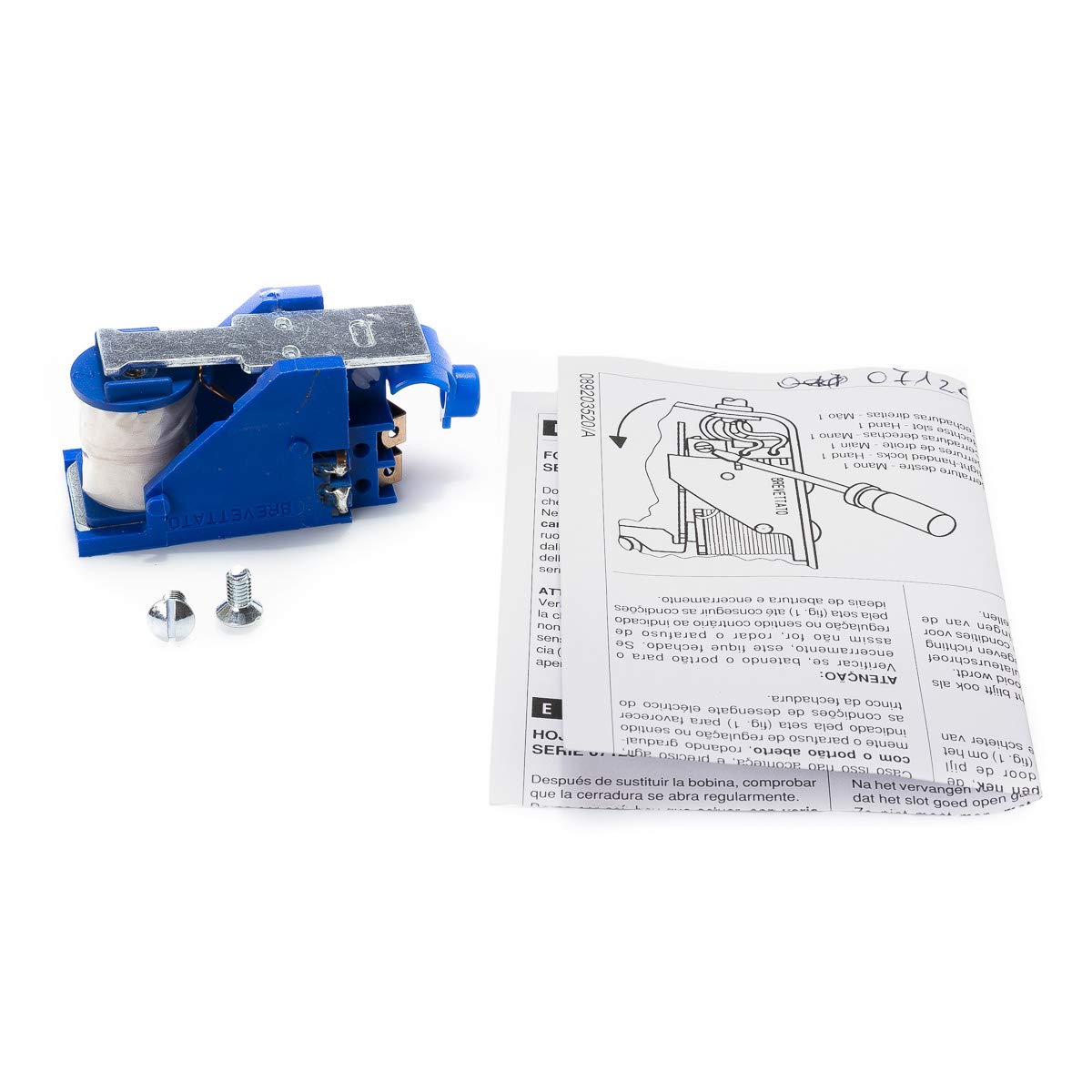 CISA 107120001, Groupe bobine pour serrure électrique séries 1116XX et 1117XX, tension 12 V CA, main droite, support en nylon bleu