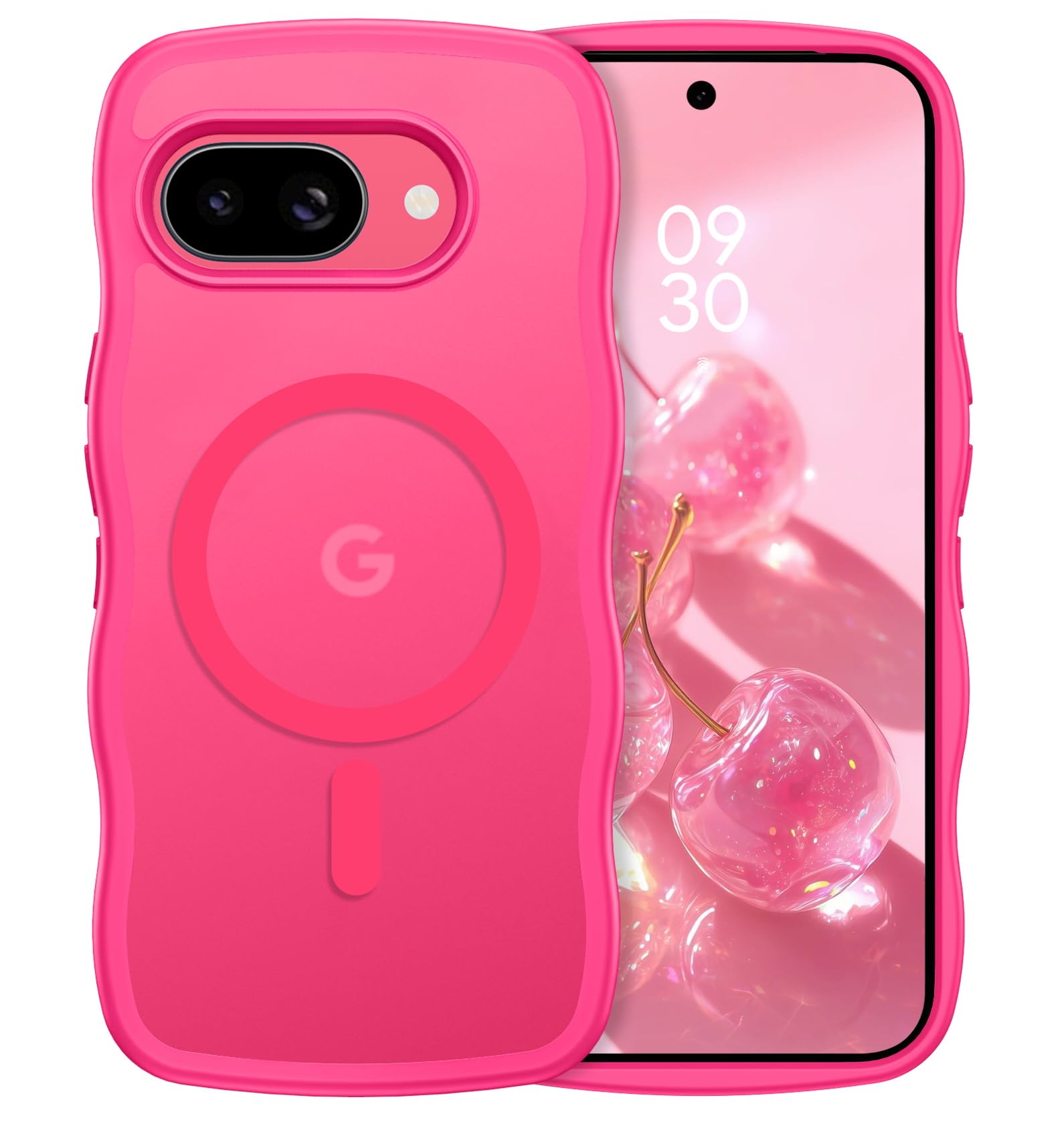 GUAGUA google pixel 9a ケース MagSafe対応 ウェーブ グーグルピクセル9a ケース かわいい ソフトうねうね 滑り止め 人気 韓国 おしゃれ マグネット 車載ホルダー対応 半透明 指紋防止 耐衝撃 かわいい グーグルピクセル9a カバー