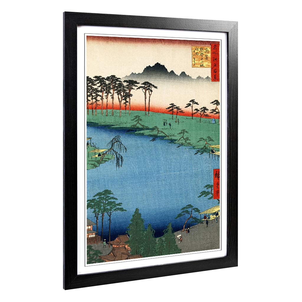 Big Box Art Framed Print of Hiroshige Japanese Oriental Shrine Design | Wall Art Picture | Home Decor for Kitchen, Living Room, Bedroom, Hallway, Black, A2 / 24.5x18 Inch / 62x45cm