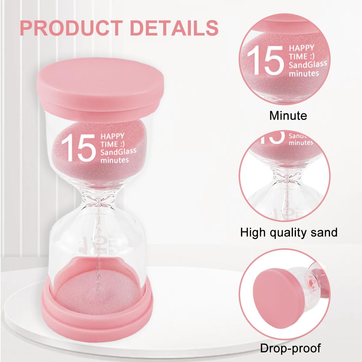 Kit De 5 Sabliers Colorés Pour Enfants - 3, 5, 10, 15, 30 Minutes - En Verre Et Plastique, Pour Brossage De Dents, Jeux, Bureau
