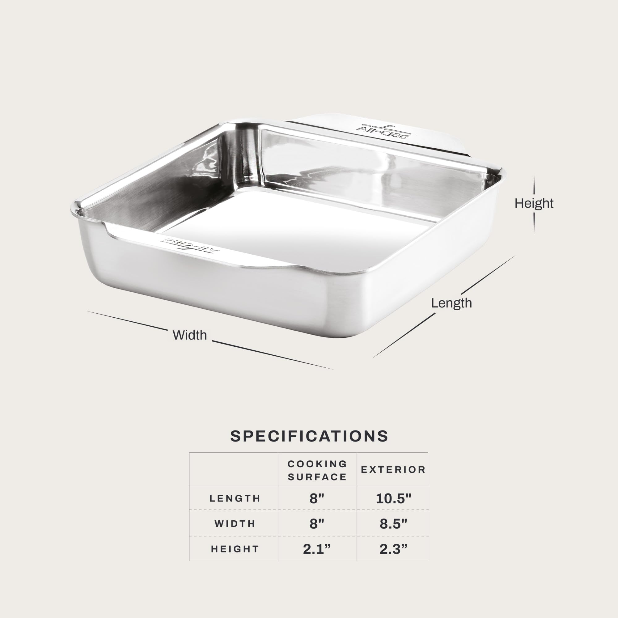 All-Clad スクエアパン ステンレス製 Amazon.com: All-Clad Stainless Steel Square Cake Baking Pan 8