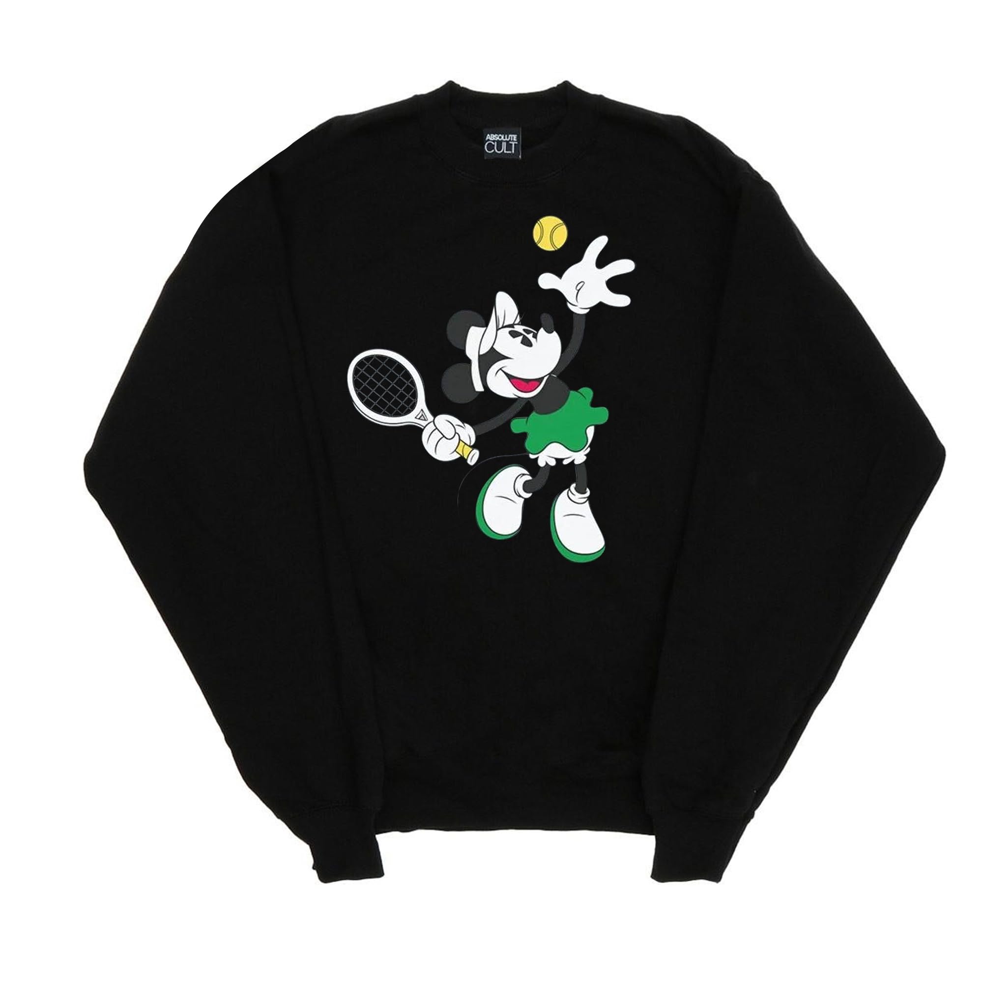 Absolute Cult Women's Black Disney Minnie Mouse Tennis Sweatshirt XX-Large