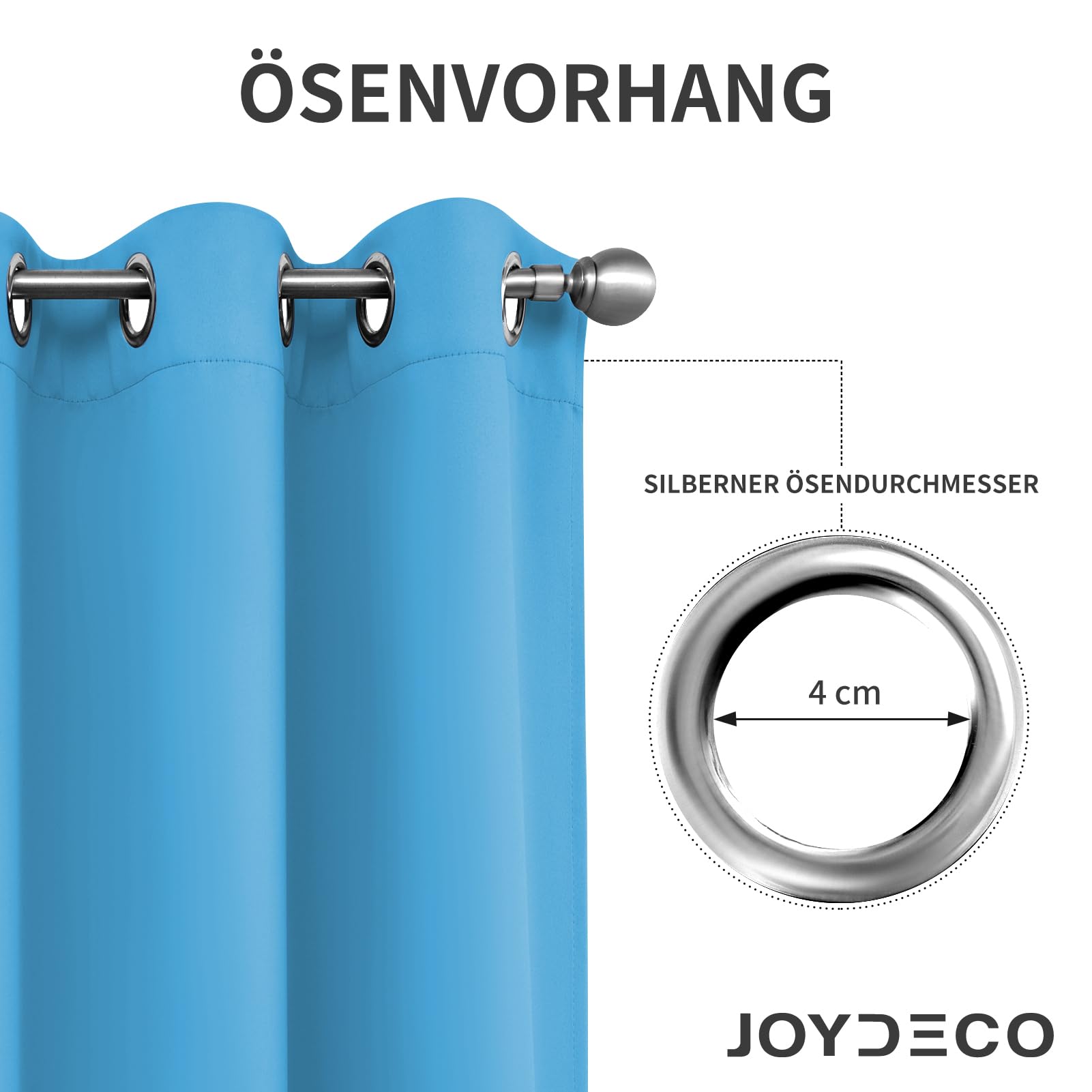 Joydeco Verdunkelungsvorhänge Himmelblau mit Ösen 2er Set H 240 x B 135 cm – Bild 4