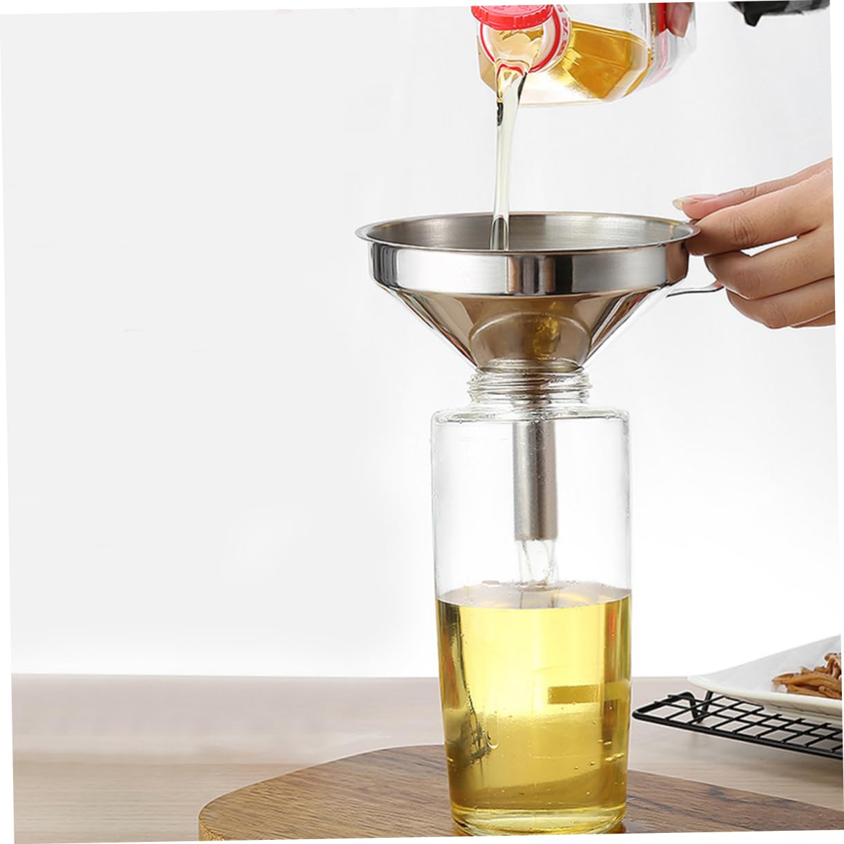 Colino in Acciaio Inossidabile Imbuto Da Cucina Imbuto Domestico Per Olio Da Cucina Per Salsa Di Soia Set Di Imbuti Per Filtrare Ingredienti Liquidi E Secchi in Polvere