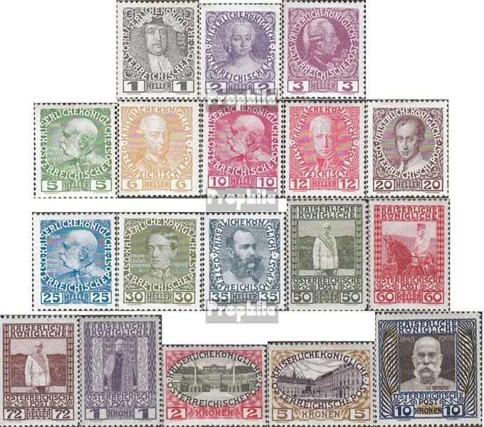 Prophila Collection Austria 139-156 completa edición usada 1908 Franz-Joseph sellos 1