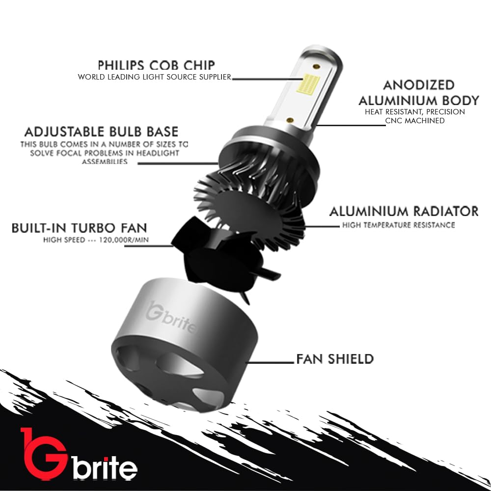 72W 8000LM US BridgeLux Chip LED Kit 6000K Headlight Hi / Lo Bulbs - 9007 HB5 eB
