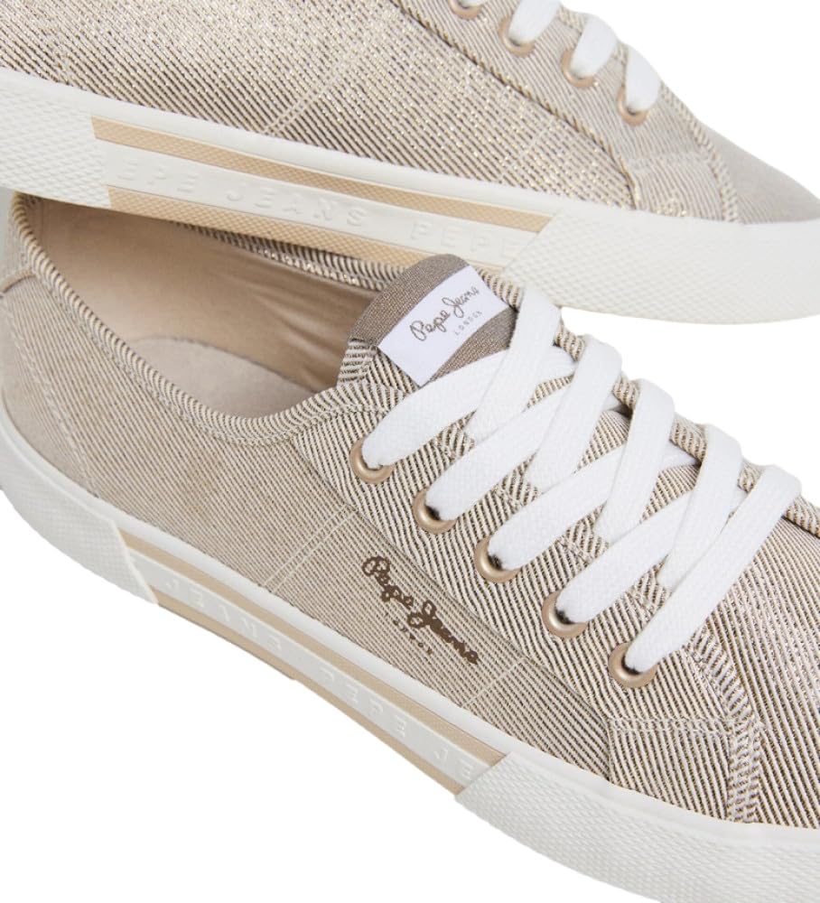 Pepe Jeans Sneakers Beige in Tela con Logo Brady