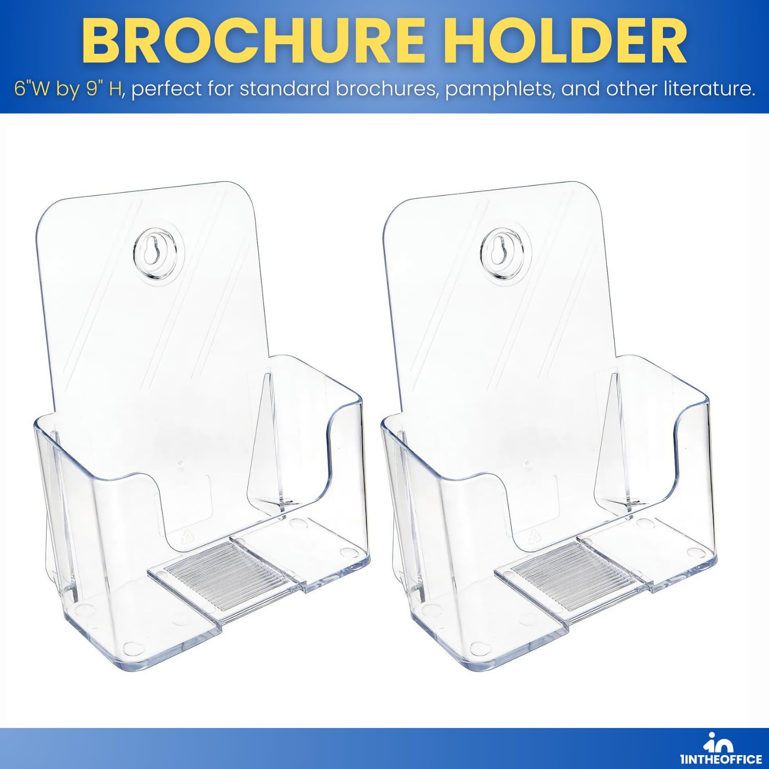 1 intheoffice acrílico folleto soporte, plástico, 6 3/4 "W x 3 3/4" D "2 Pack"