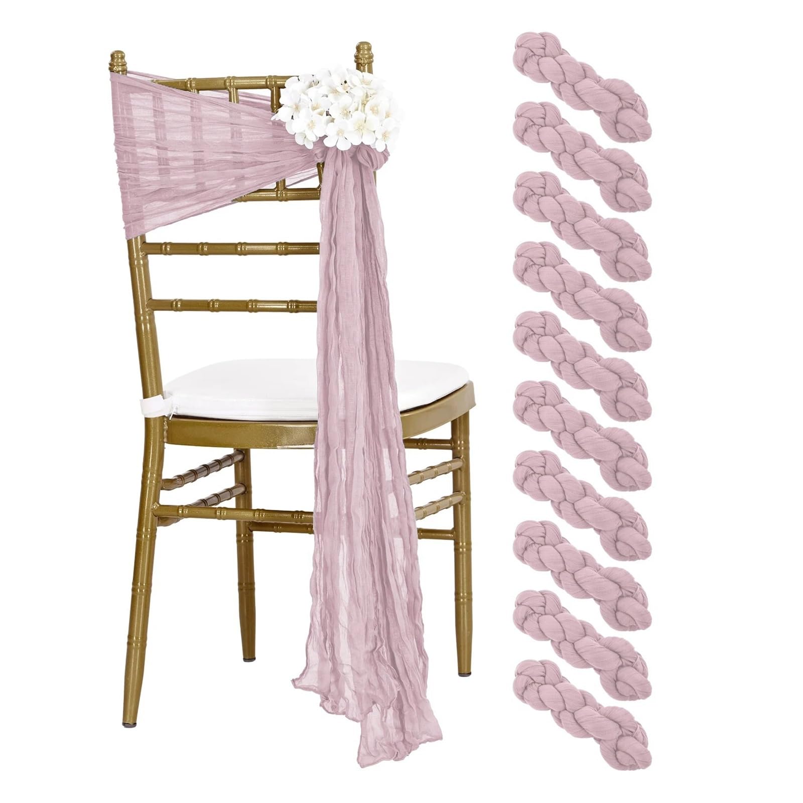 Fiocchi Sedie Matrimonio 10 Pezzi 30x275cm Viola Decorazione Sedia Matrimonio Garza Garza Sedia Fasce Sedia Fiocco Sedia Copertura for Festa di ricevimento(Beige)