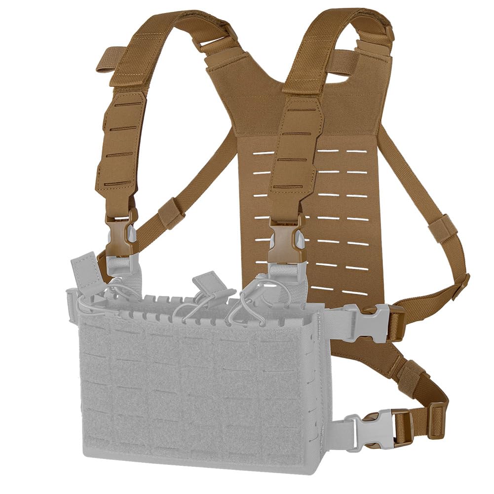 KRYDEX GEAR Tracolla ibrida con pannello MOLLE posteriore per Airsoft Chest Rig
