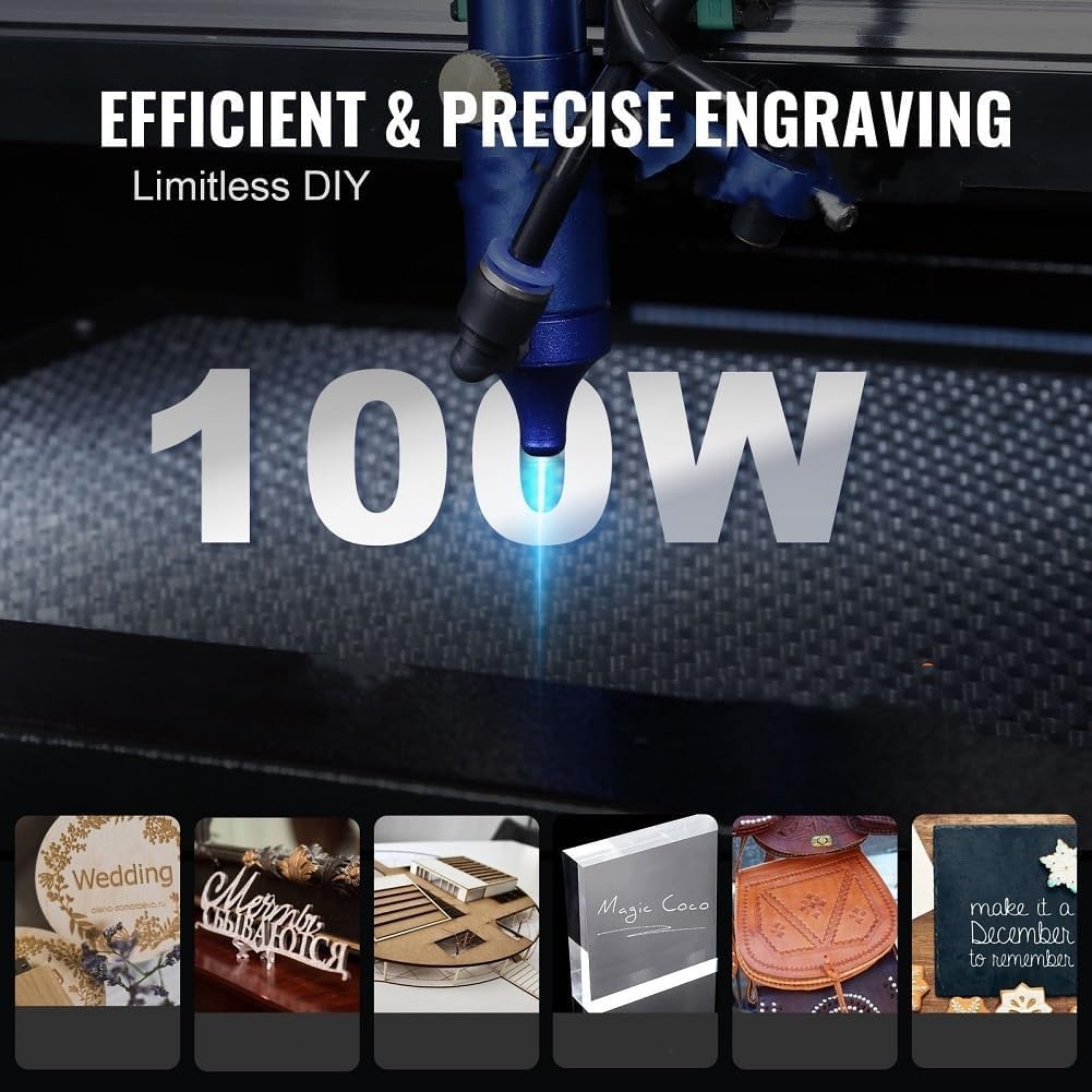 100W Lasergravurmaschine CO2 Lasergravierer 900 x 600 mm CO2 Laser Cutter Laser Cutting Engraving Engraver Cutter Integrierte Lasergravur Gravurmaschine für Holz und Leder mit Lightburn Software