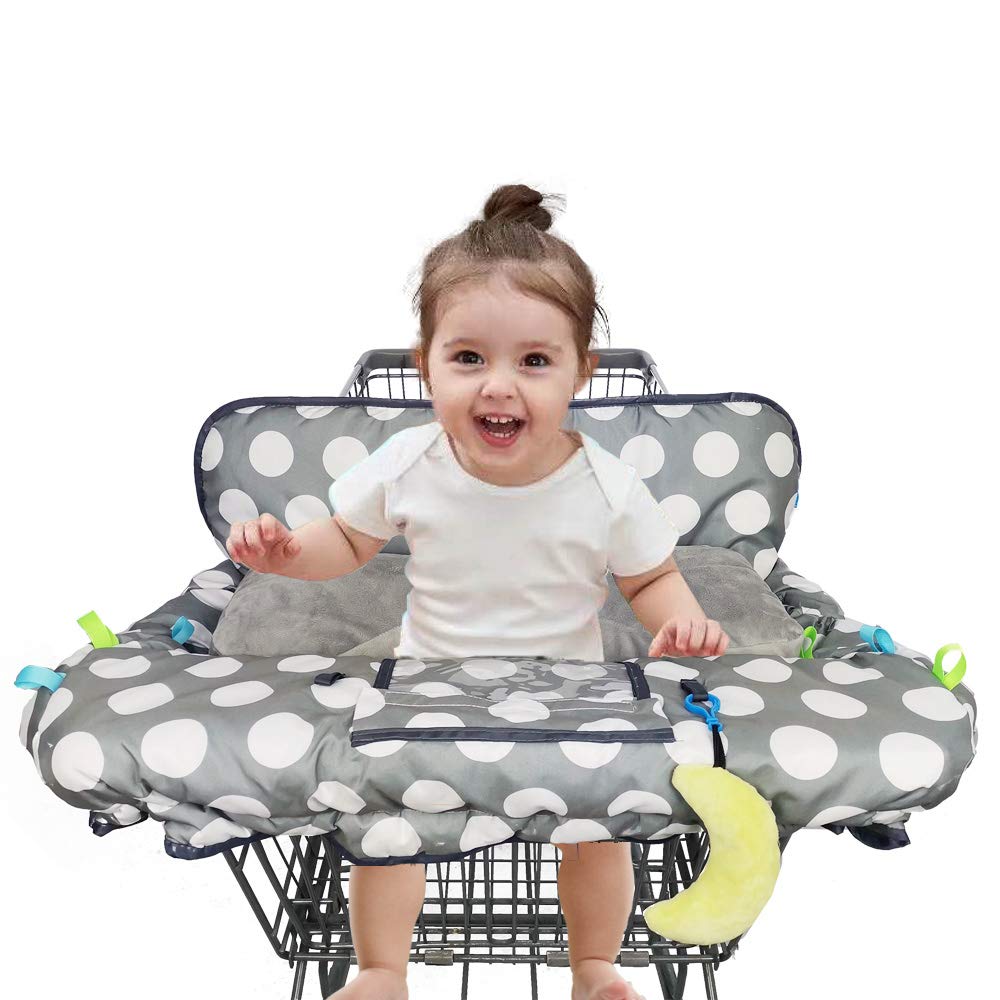 Shopping Cart Cover for Baby, High Chair Cover for Boy Girl, Grocery Cart Cushion Liner, with seat Positioner and Cellphone Holder,dot printing