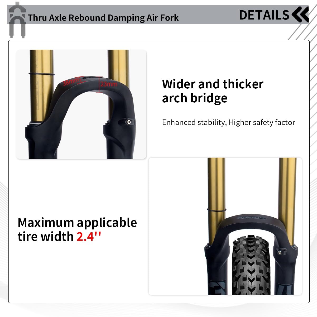 27,5/29" Forcella Air MTB Forcella Anteriore con Sospensione Boost Perno Passante 15x110mm 1-1/2" Freno A Disco Regolazione del Ritorno Escursione di 160mm(29'' Gold,Remote Lockout)