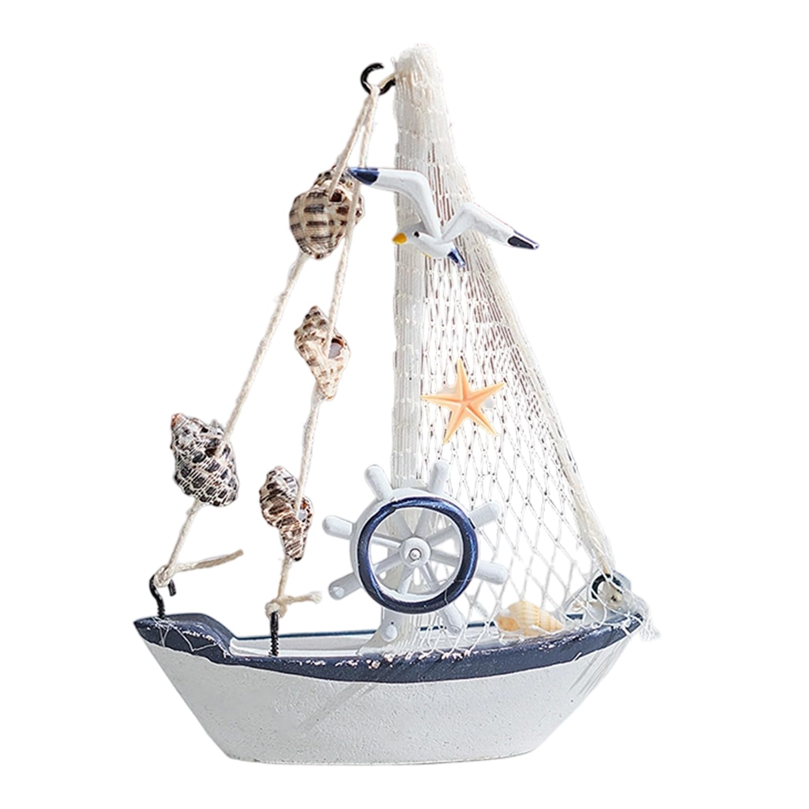 DRTLPMB Shell Boats Shape Desktop Statue Artistic Miniature Showpiece Unique Table Display Item Suitable for Various Space Shore House Decoration