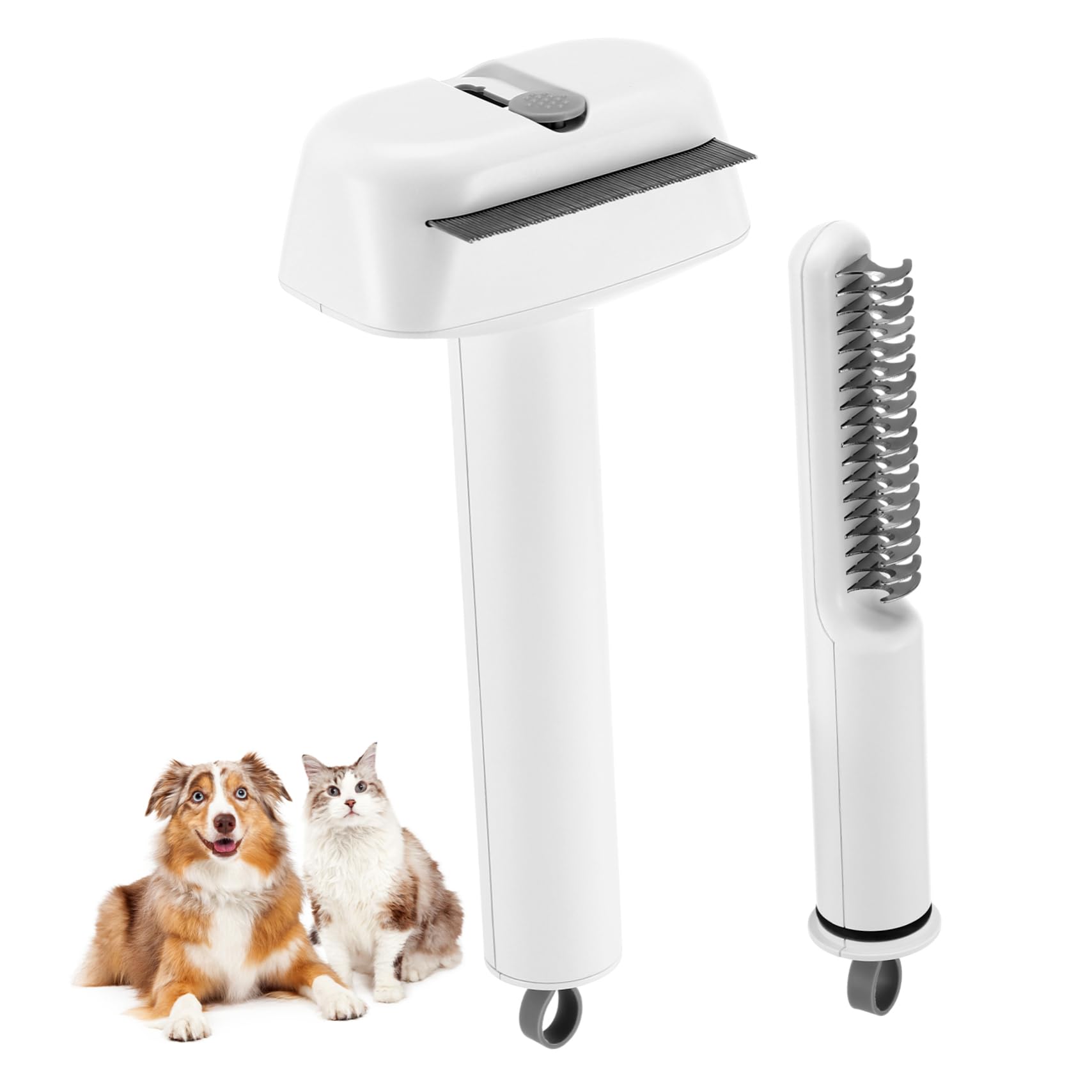 Mipcase Pet Combing Brush Set 2 Pcs Deshedding Dog Brush Dematting Comb Easy Operation Lightweight for Travel