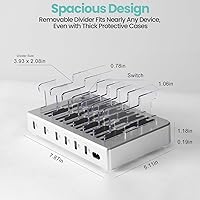 Vista 2 de Charging Station for Multiple Devices, 300W Fast Charging 6 Port Charging Station - Compatible with iPhone iPad Android Tablets, Home Office Travel