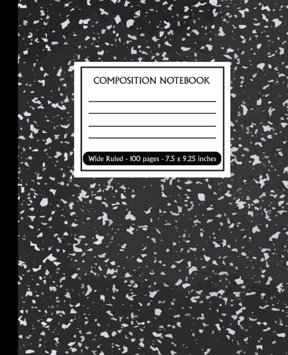 Marble Composition Notebook: Black Marble Composition Notebook Wide Ruled | College ruled Lined Writing Book for Kids Girls Boys Teens Students | 100 page - 9.25" x 7.5" | marbled composition notebook