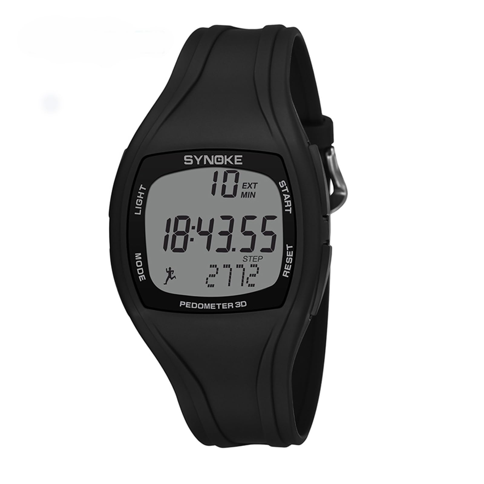 Reloj digital con pulsera contador de pasos con podómetro, sin aplicación, sin Bluetooth, Negro, M, F108WH-1ACF