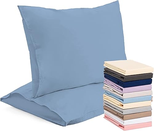 Superity Linen Pillow Cases Queen Size - Open Enclosure - 2 Pack - 100% Soft and Comfortable Premium Cotton - Blue